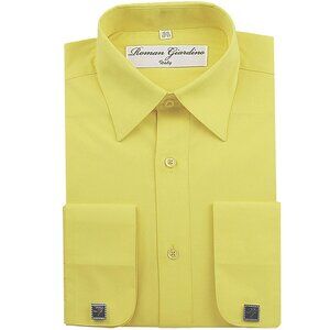 Men's Dress Shirts Convertible Long Sleeve Botton Down Collar - Yellow Irish